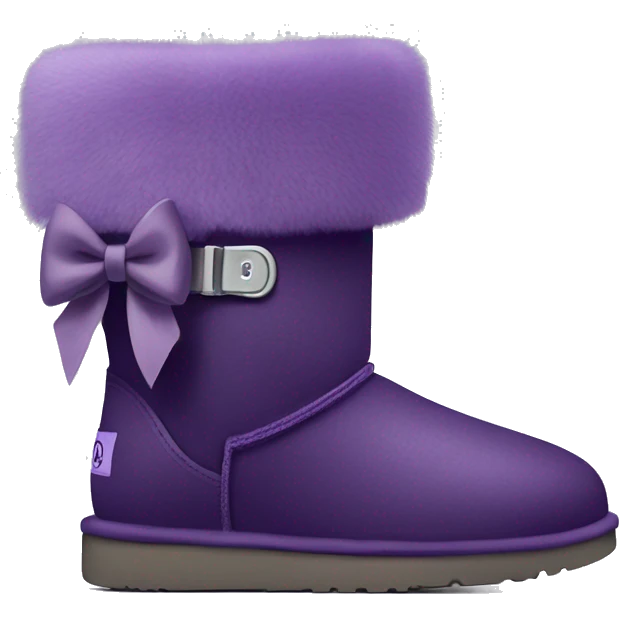 Dark Purple ugg boots with fur and purple silver buckle and light purple bow emoji