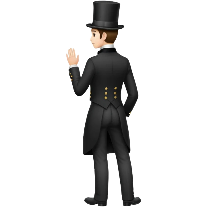 Elegant 19th century man wearing a top hat, full body, standing, back view emoji