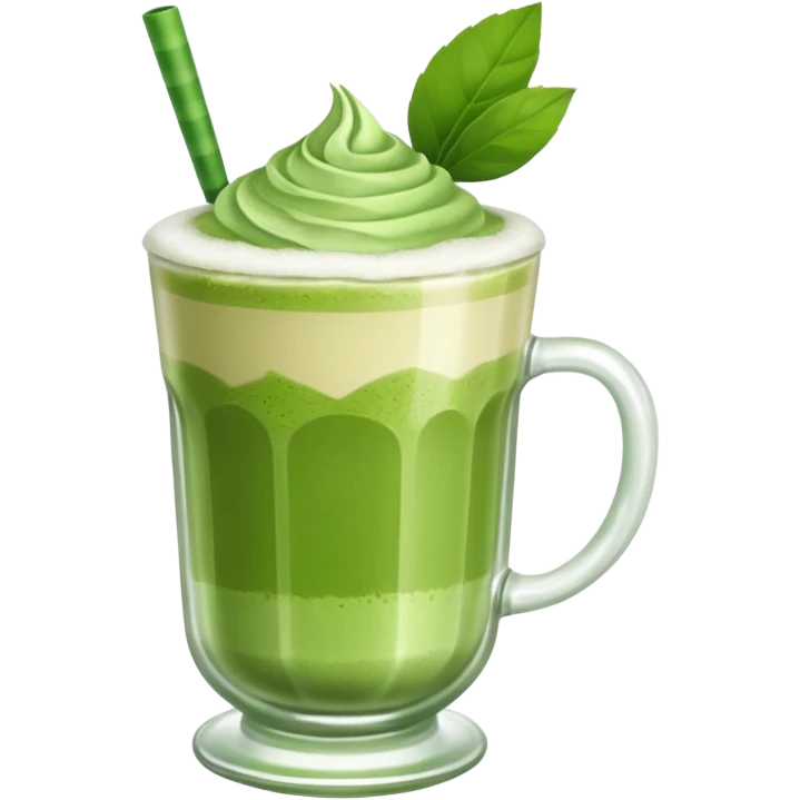 Ein  matcha Latte einer Schleife oben drauf in einem glass emoji