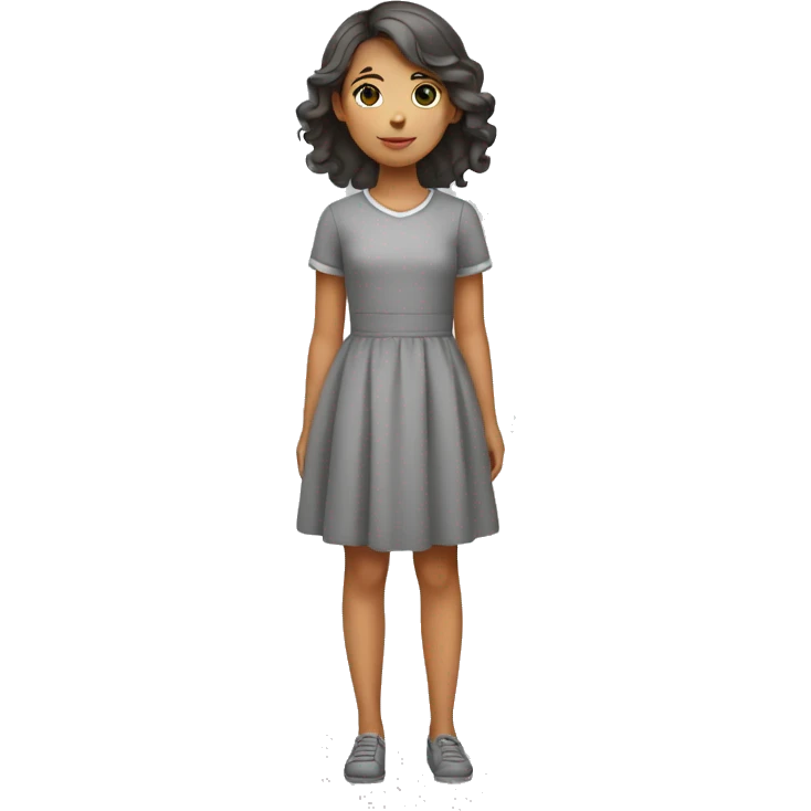 girl in a gray dress with road markings emoji