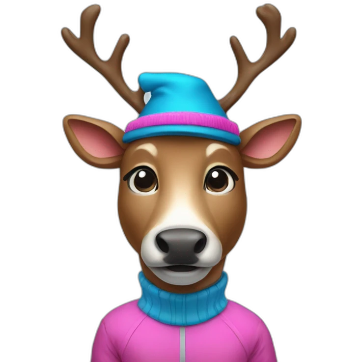 humanoid-reindeer-with-blue-nose-pink-hat emoji