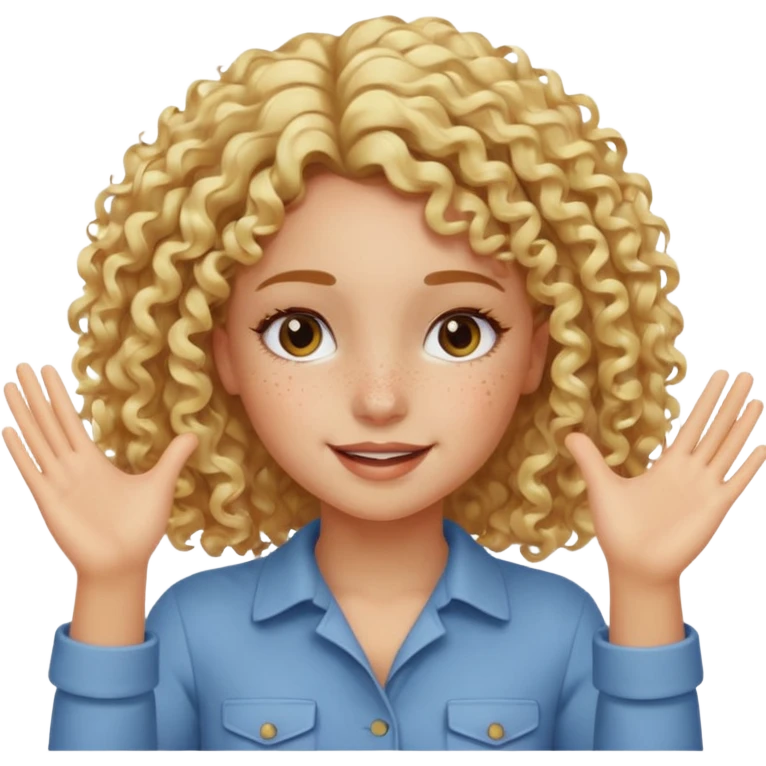 Not guilty hands up smirk girl curly blonde haie emoji