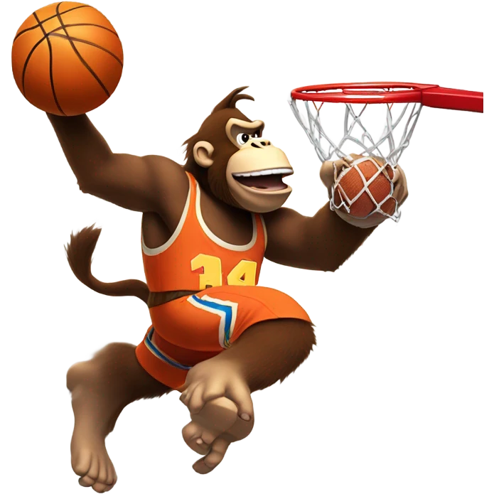 Donkey-kong dunking a basketball emoji