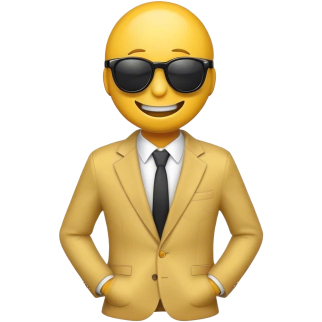 Classic Smiley face emoji with sunglasses, wearing a blazer emoji