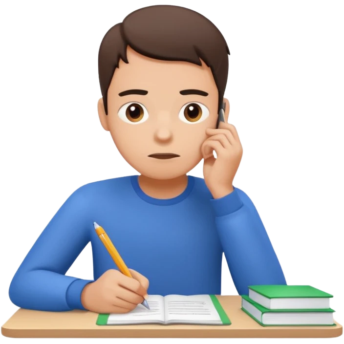 student stressed while writing a cv. in google/android style, which features clean and modern look and generally flat colours. youve given an apple style emoji. that shit be ugly as fuck. dont do that emoji