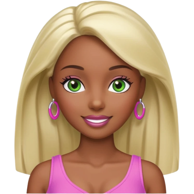 Black Barbie with green eyes emoji