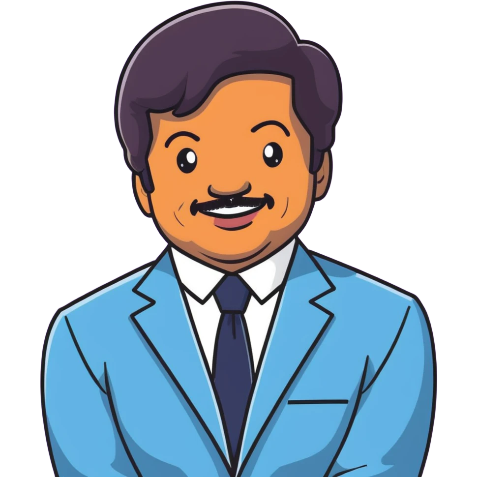 Neil deGrasse Tyson, smiling astrophysicist in suit with cosmic background emoji