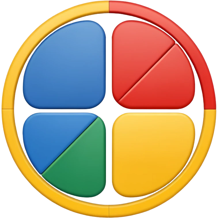 a circle with yellow blue red and green in it such as a uno play card , a circle divided in four emoji