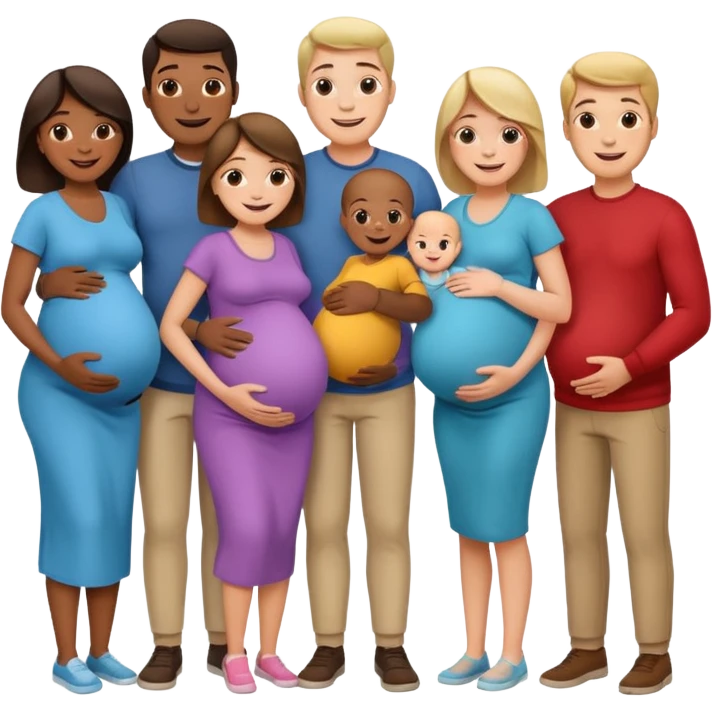 A large family grandmothers paternal aunts maternal sister great grandparents and a pregnant couple  emoji