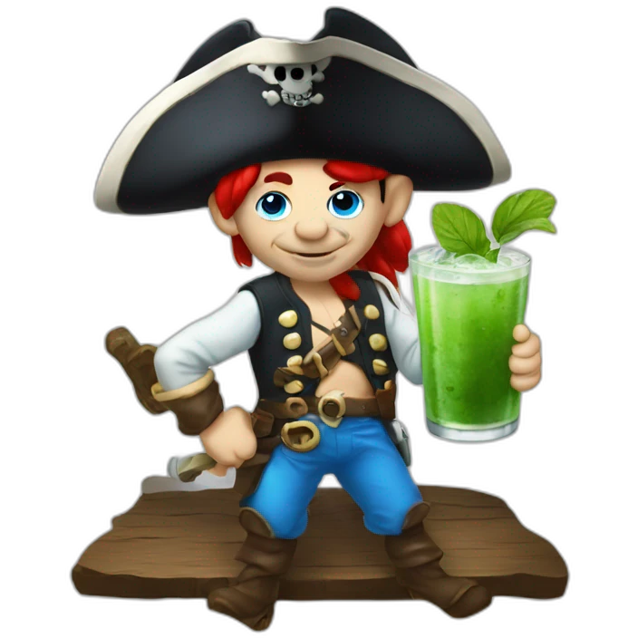 smurf pirate drinking mojito emoji