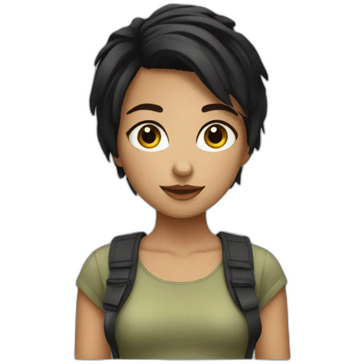 girl with black maska dn free short hair emoji