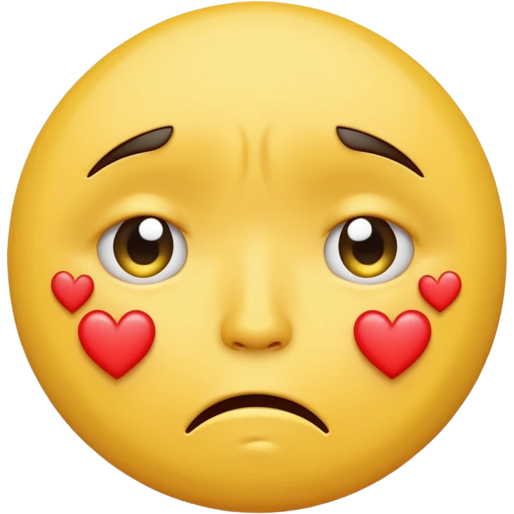 A yellow circular frowning Face with hearts above its eyes, crying emoji