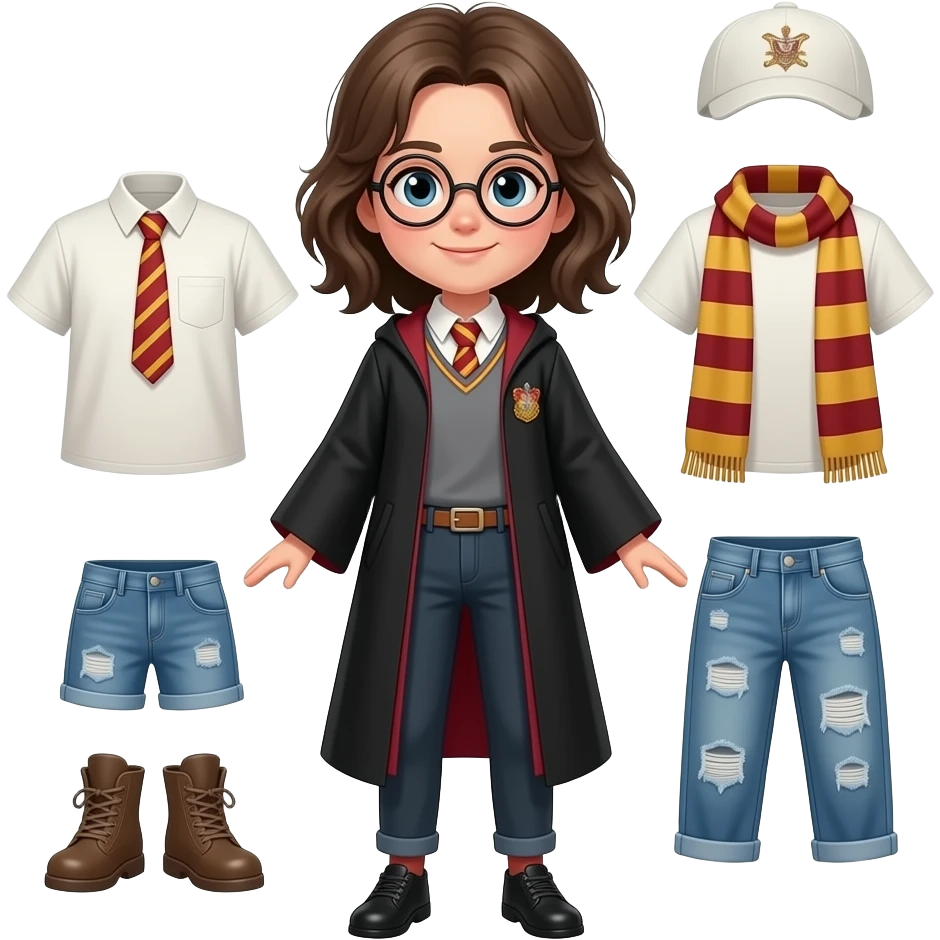 harry Potter make him a girl and take of his clothes full boady now take of the clothes emoji