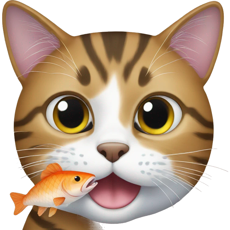 cat eats a fish emoji