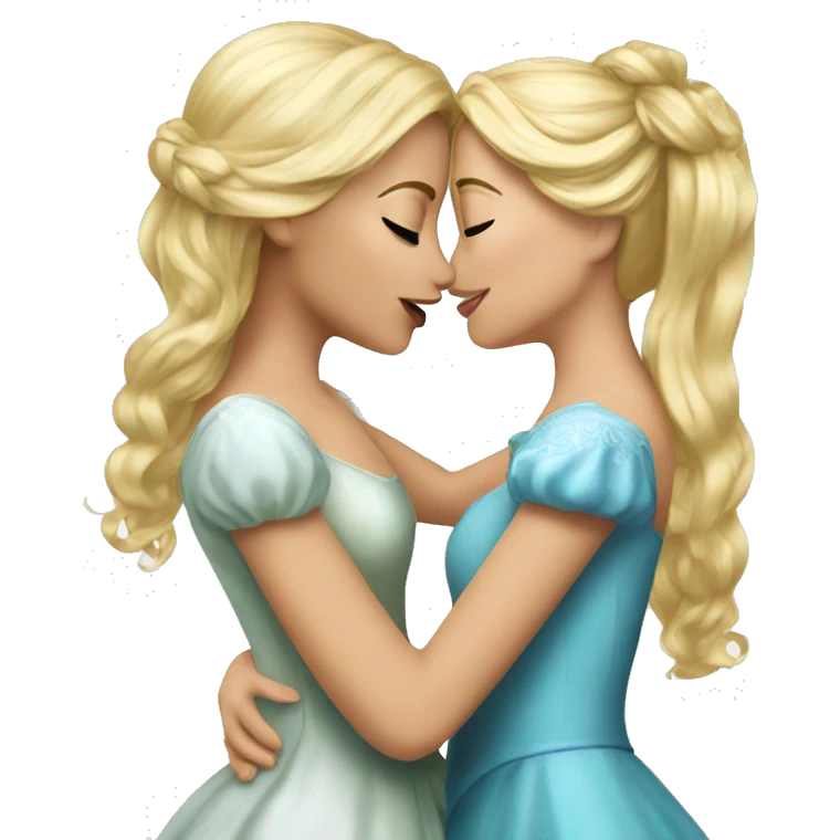 2 women princesses couple blonde kiss emoji