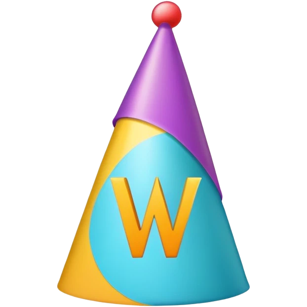 The letter W with a party hat on emoji
