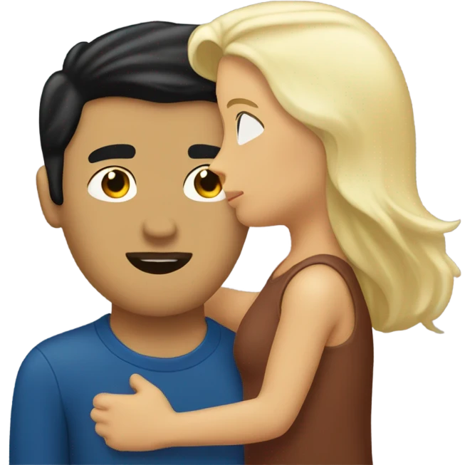 blonde white man kissing a black haired latino emoji