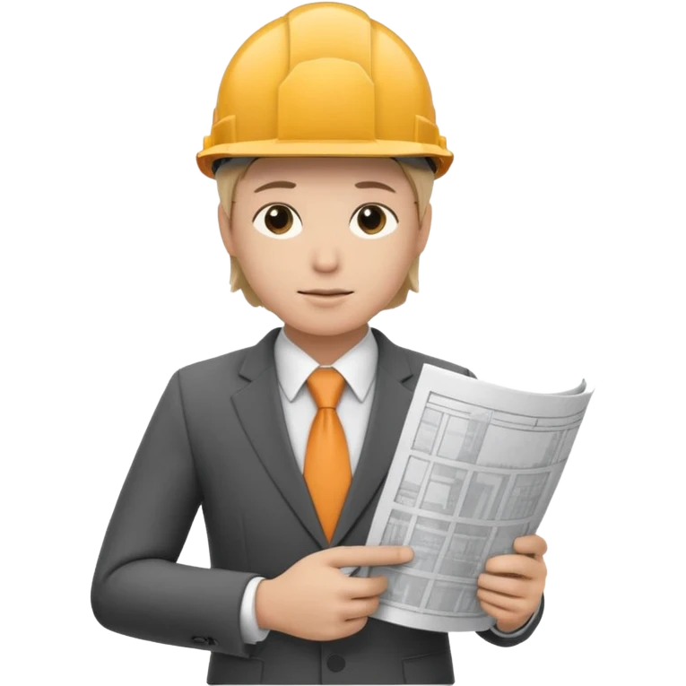 mach mir einen Trader der an der börse handelt mit anzug und einem bauarbieter helm und einem bauplan in der hand emoji