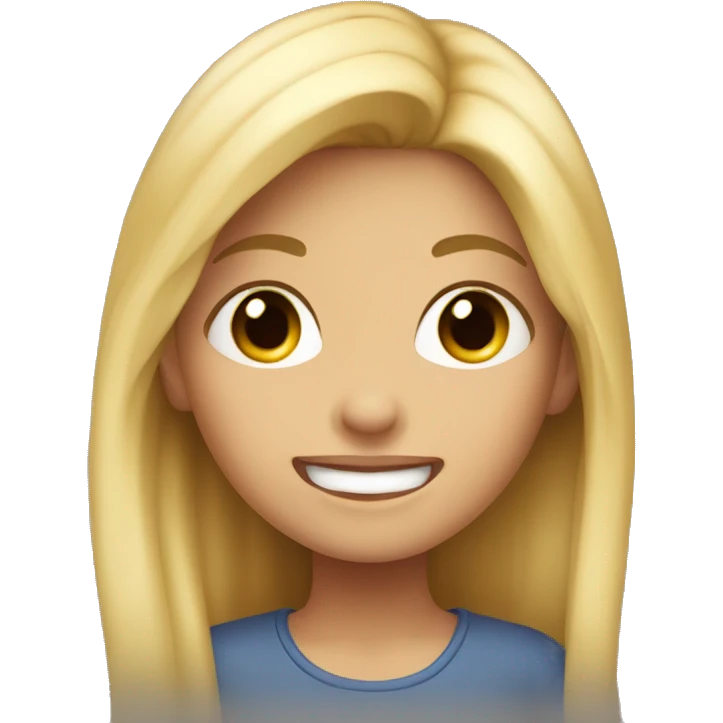 Niña rubia con pelo largo riendo emoji