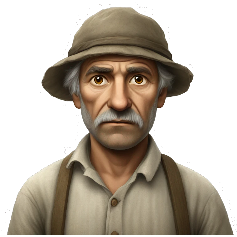 peasant in an old shirt during the 1917 revolution in russia photorealistic serious emoji