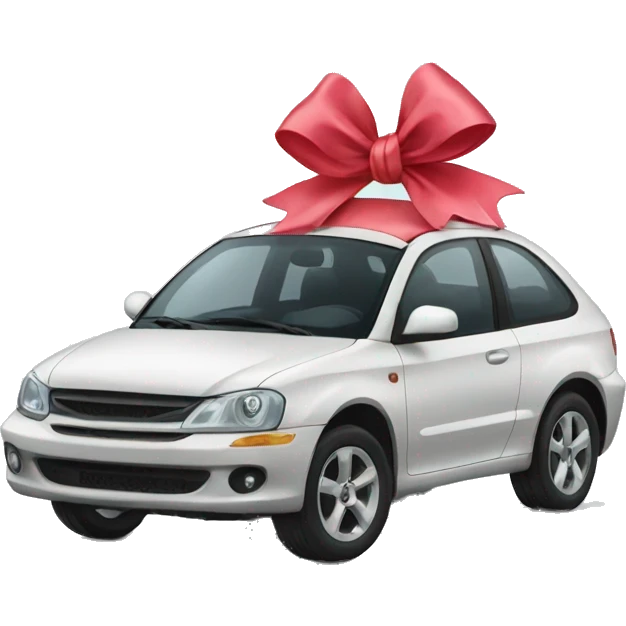 Car wearing a bow emoji