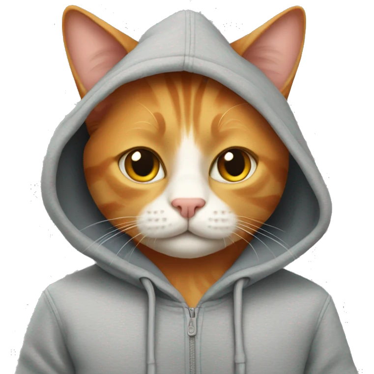 ginger cat in gray hoodie emoji
