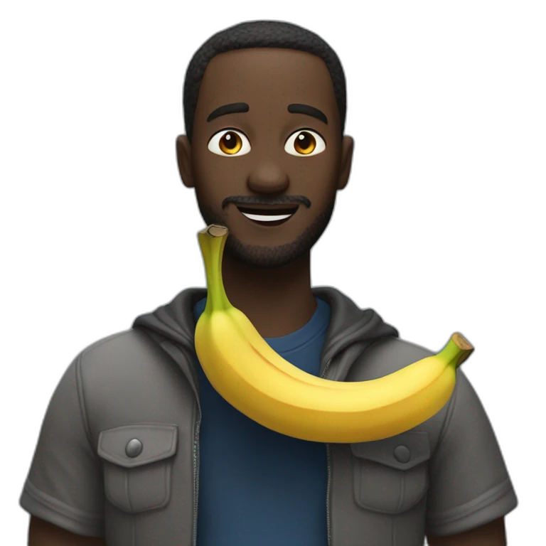 un homme noir qui mange une banane emoji