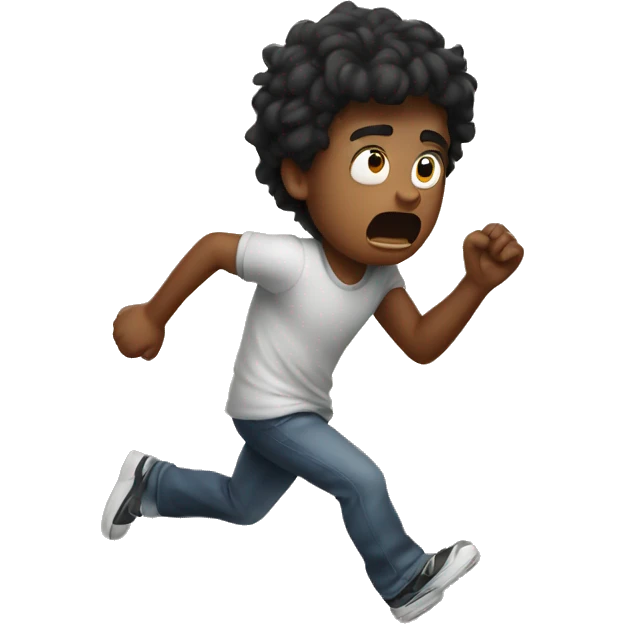 scared boy running away emoji