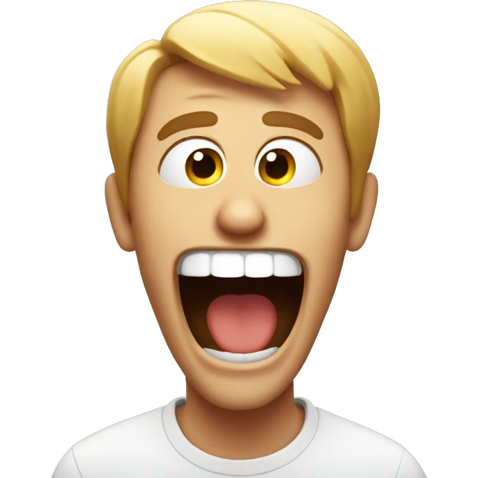 laughing guy with shocked face emoji