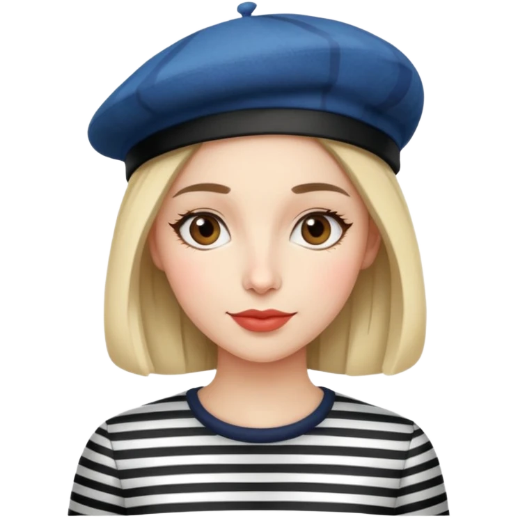 Parisian woman with beret and striped shirt emoji