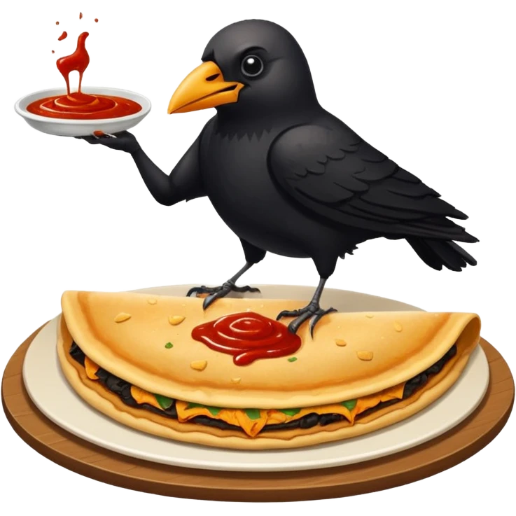 Crow eating dosa emoji