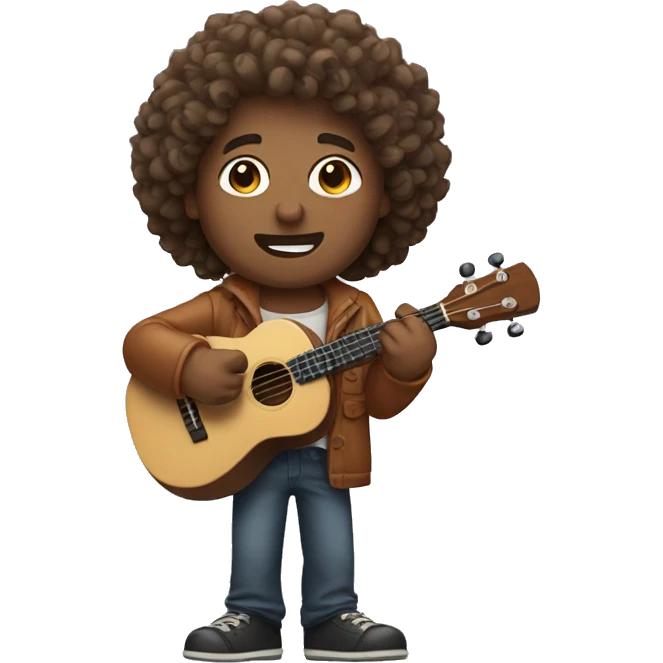 man with curly hair and ukulele emoji