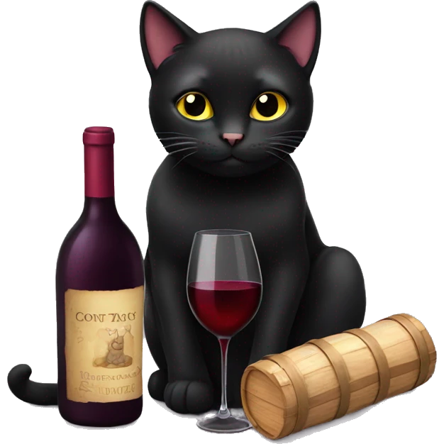 black cat with wine emoji