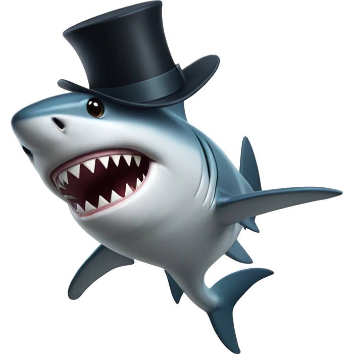 Shark with a top hat emoji
