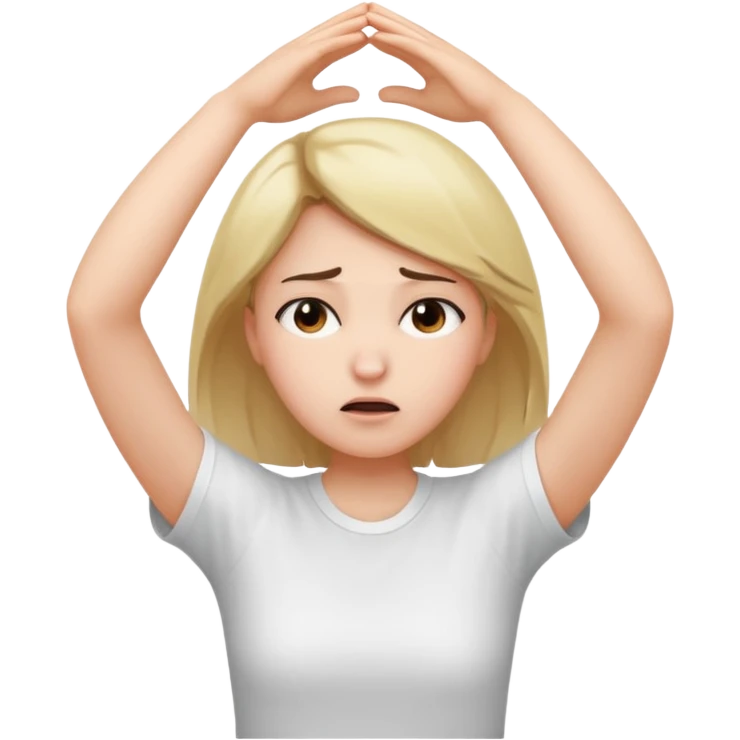 girl with sad expression, arms raised in frustration emoji