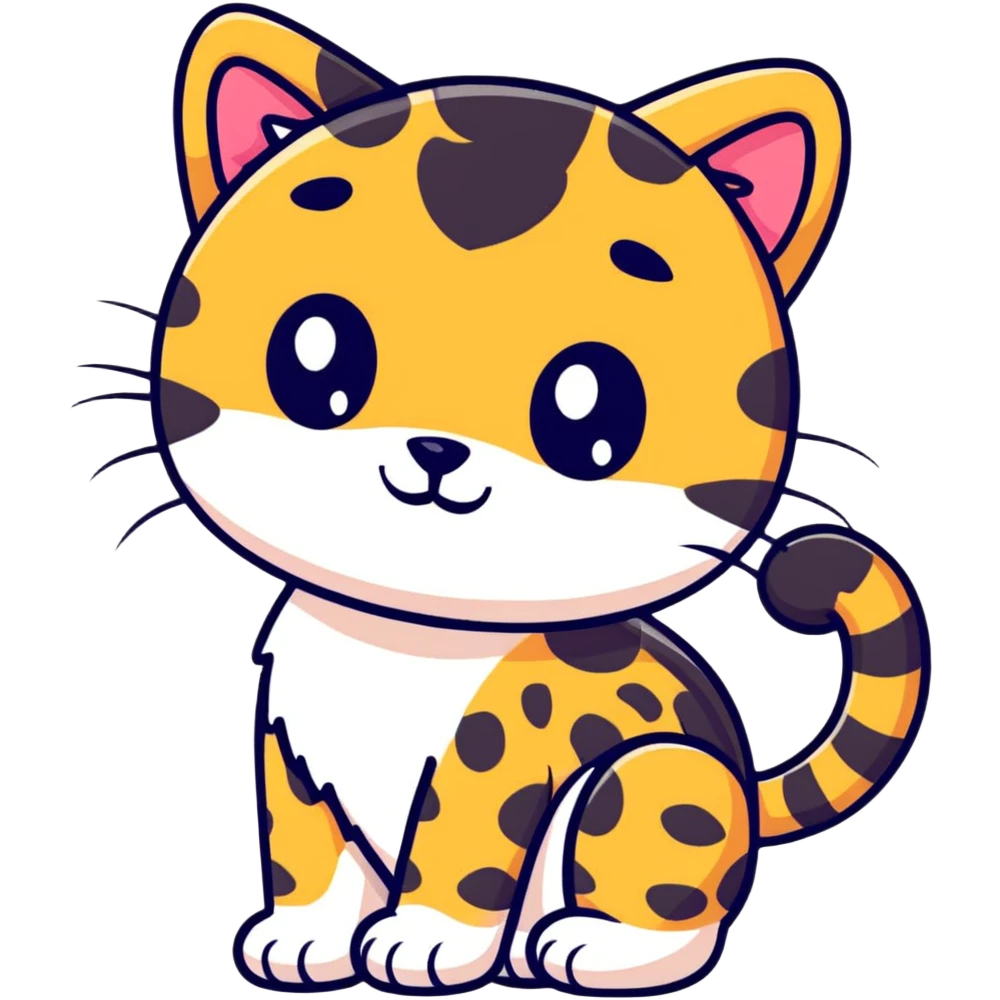 Cute leopard cat with spots and striped tail emoji
