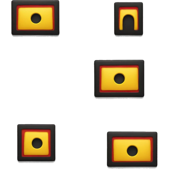 a black and red rectangle with a medium-sized yellow circle in the middle emoji