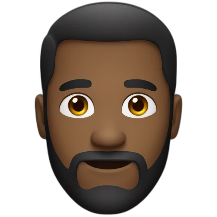 Well-bearded black man, short haircut and black shirt emoji