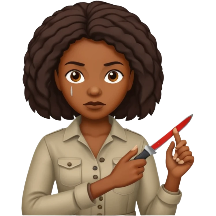 Black woman holding knife emoji