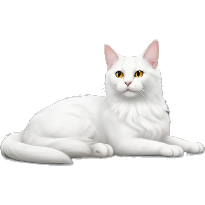 White cat Turkish angora lying on grey sofa emoji