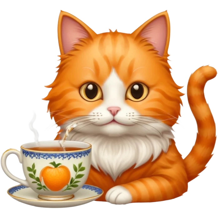cat with tea with tea emoji