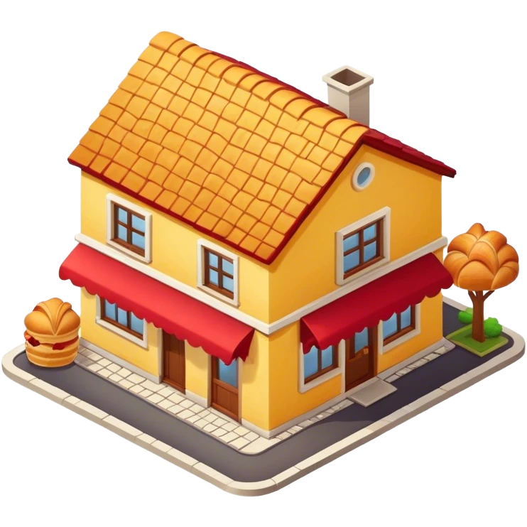 Isometric bakery house with croissant emoji