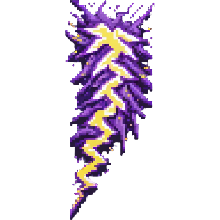purple lightning striking downward, small sparkles emoji