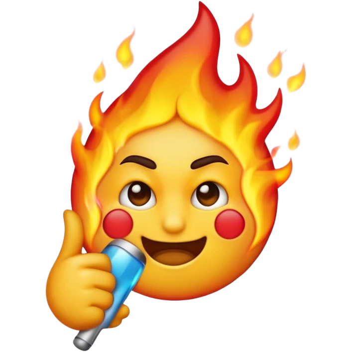 cool face emoji dabbing with a straight face and flames in the back with the 100 emoji emoji