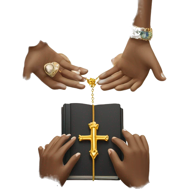 womens hands exchanging bible and jewellery emoji
