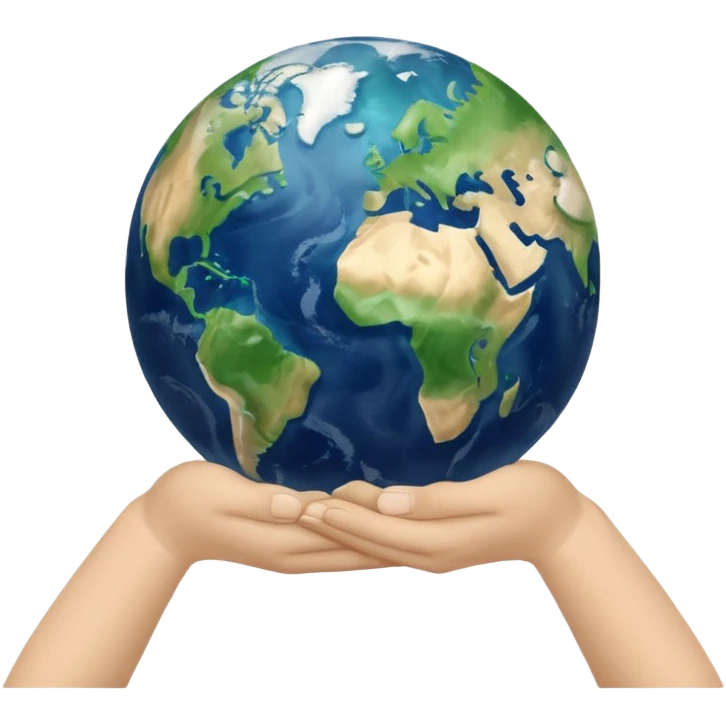Beige hands holding earth emoji