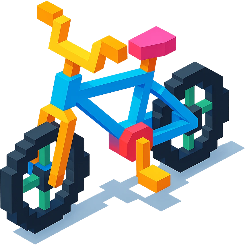 isometric view of a BMX bicycle in voxel style emoji