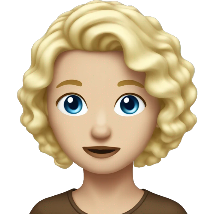 blond short wave hair blue eyes eat chocolate emoji