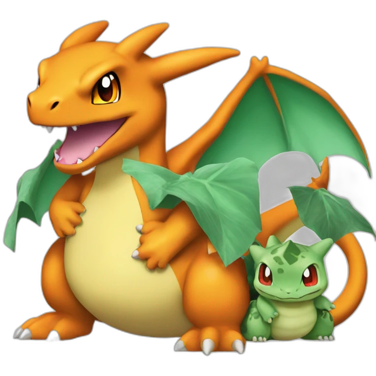 charizard with bulbasaur on top emoji