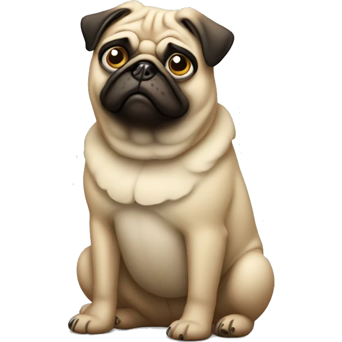Chunky pug looking confused emoji